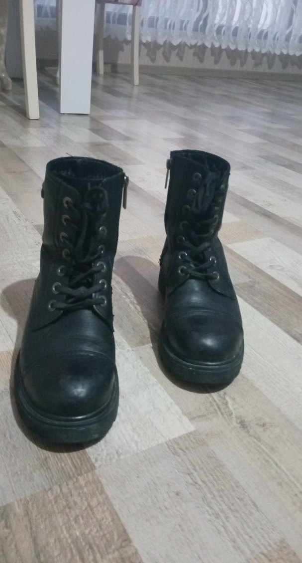 Siyah Deri Biker Kadın Botları - Görsel 2