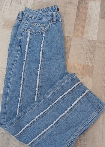 Çizgili Mavi Kadın Jean - Görsel 2