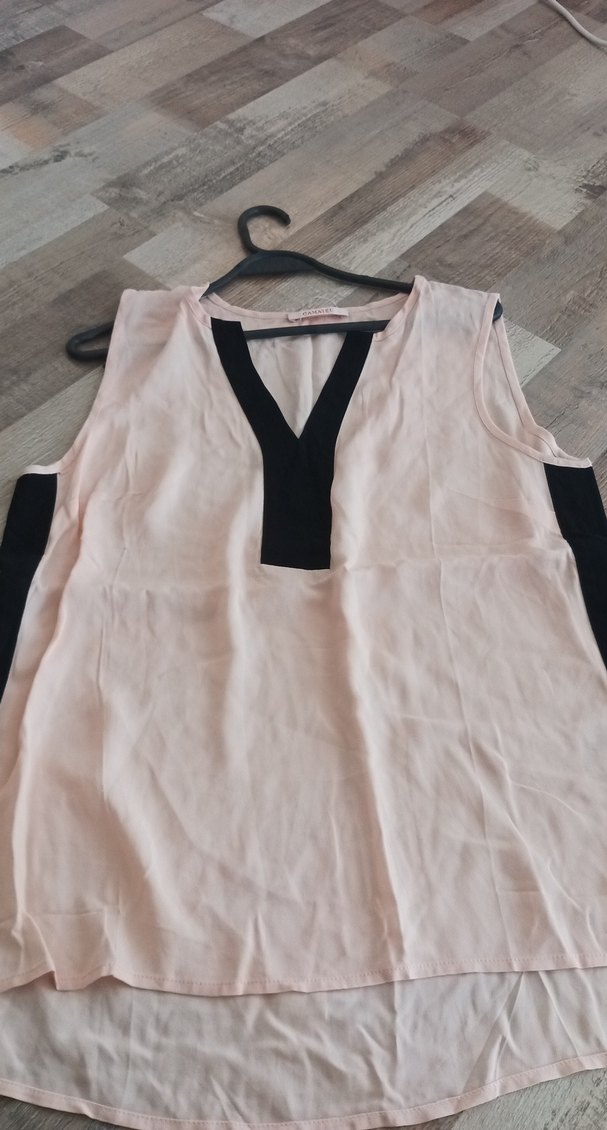 Pembe V Yaka Kolsuz Salaş Bluz - Görsel 2