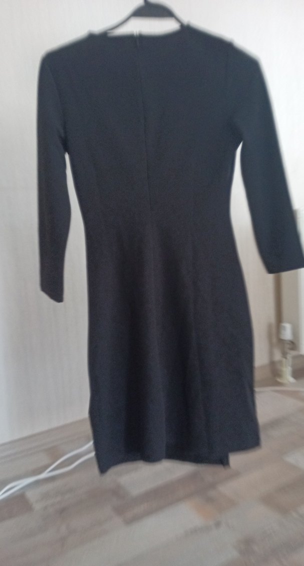 Drapeli Siyah Midi Kadın Elbise - Görsel 2