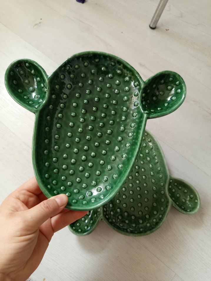 Kaktüs Desenli Yeşil Seramik Tabaklar - Görsel 2