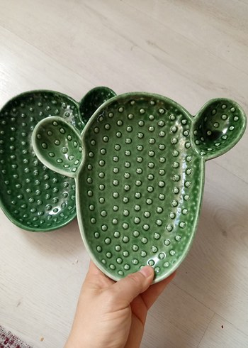 Kaktüs Desenli Yeşil Tabak Seti - Görsel 3