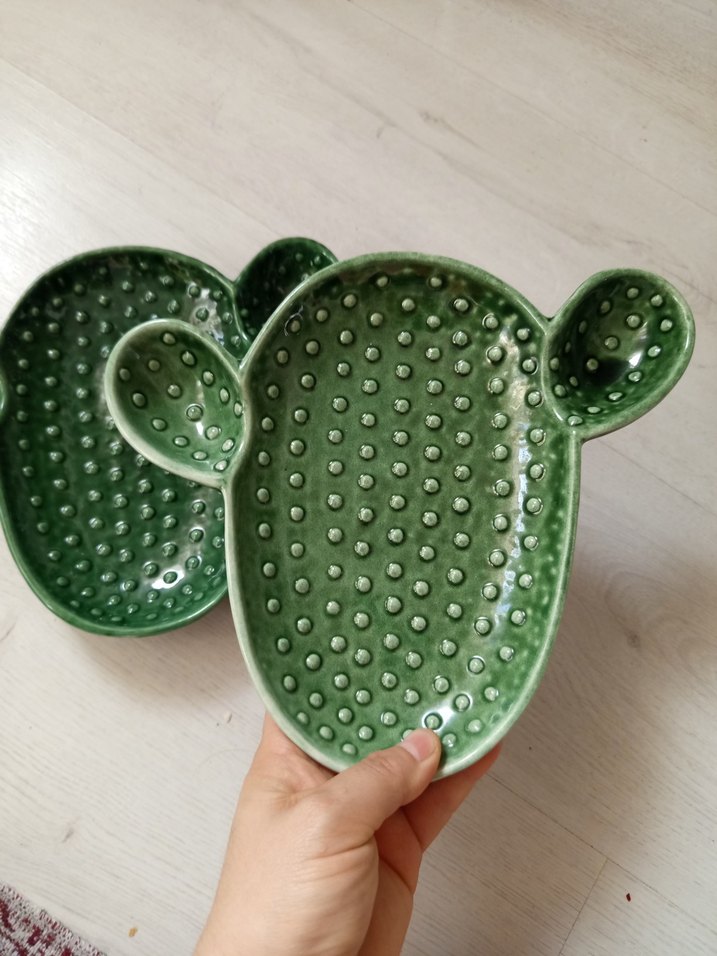Kaktüs Desenli Yeşil Tabak Seti - Görsel 3