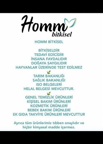 Homm Bitkisel ürünleri sipariş verebilirsiniz 