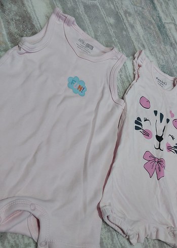 6 Ay Beden pembe Renk Pembe Kız Bebek Dantelli Askılı Body