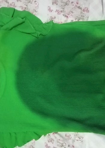 Zincir Detaylı Yeşil Straplez Bluz - Görsel 2