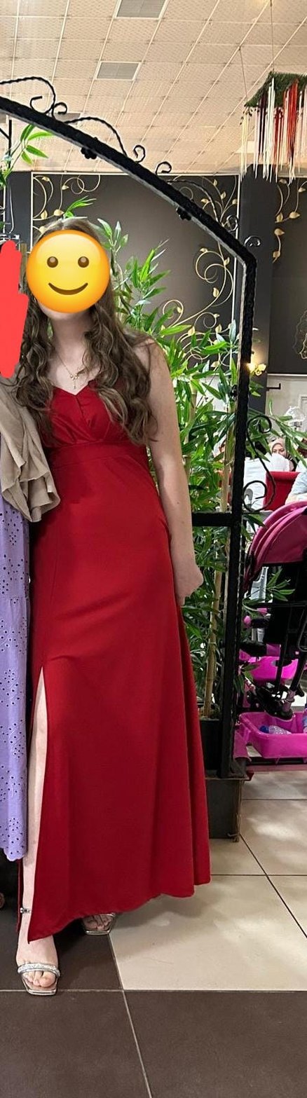 Kırmızı Drapeli Midi Uzun Elbise - Görsel 4