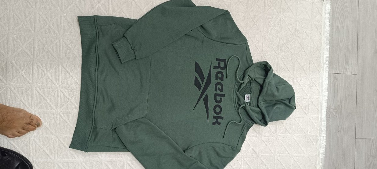 ORJİNAL Reebok Erkek Yeşil Kapüşonlu Sweatshirt - Görsel 2