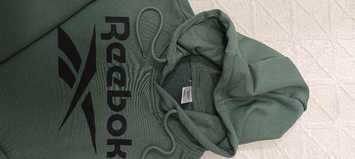 ORJİNAL Reebok Erkek Yeşil Kapüşonlu Sweatshirt - Görsel 5