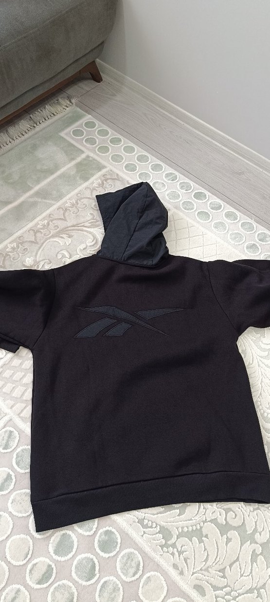 reebokk orjinal sıfır Erkek Siyah Kapüşonlu Sweatshirt - Görsel 5