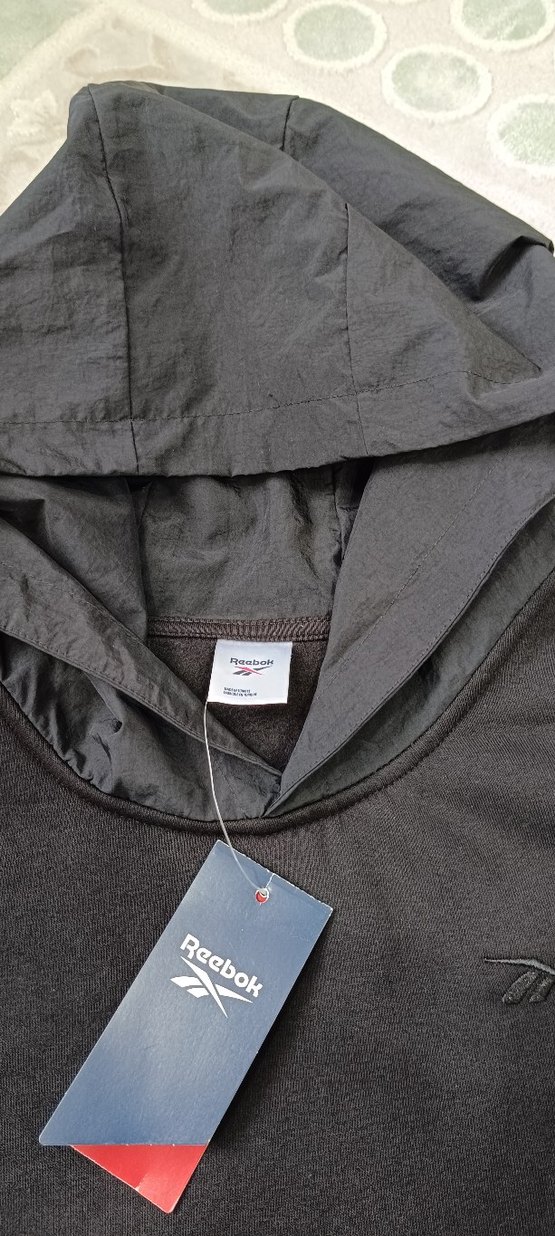 reebokk orjinal sıfır Erkek Siyah Kapüşonlu Sweatshirt - Görsel 4