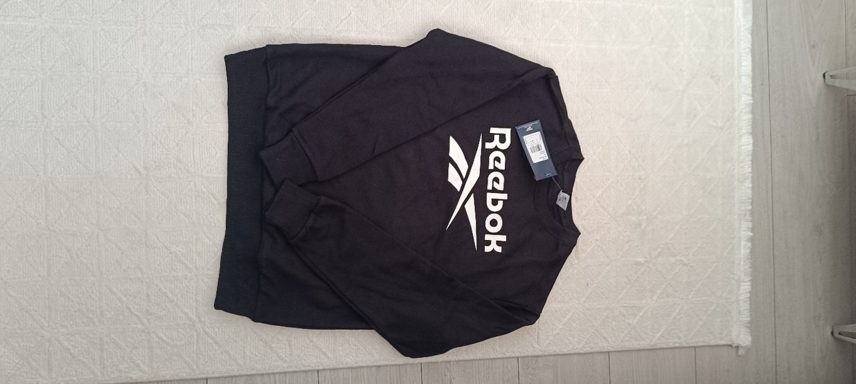 Reebok Siyah Erkek Sweatshirt m beden orjinal - Görsel 2