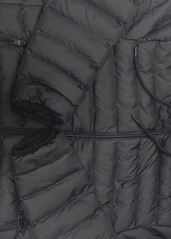 Siyah Kapüşonlu Erkek Mont kalın - Görsel 7