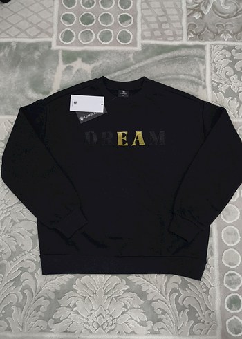 Siyah Baskılı Oversize kadın Sweatshirt