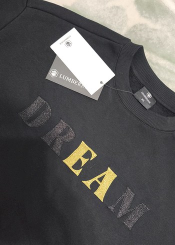 Lumberjack Siyah Baskılı Oversize kadın Sweatshirt