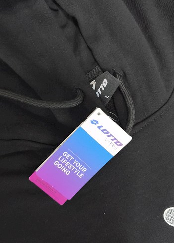 xl Beden Lotto Siyah Kapüşonlu Rahat kadın Sweatshirt