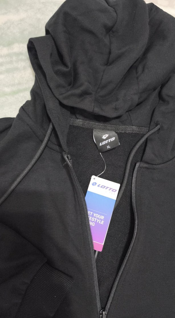 Lotto Siyah Kapüşonlu Fermuarlı hırka - Görsel 3