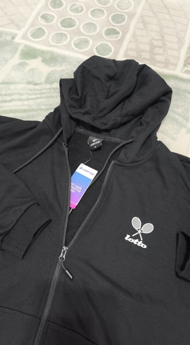 Lotto Siyah Kapüşonlu Fermuarlı hırka - Görsel 2