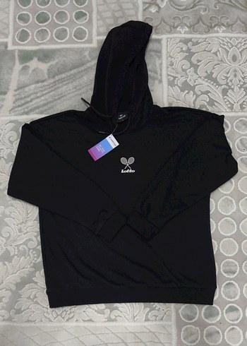 l Beden Siyah Kapüşonlu kadın Sweatshirt