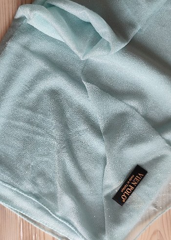 Turkuaz Bohem Tarzı Kadın simli Şal - Görsel 5