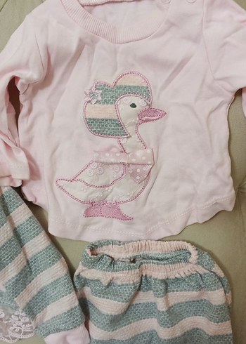 Pembe Dantelli Nakışlı Bebek Kız Takımı - Görsel 2