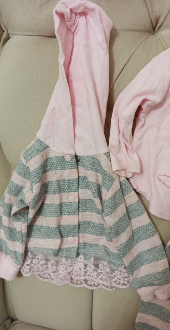 Pembe Dantelli Nakışlı Bebek Kız Takımı - Görsel 3