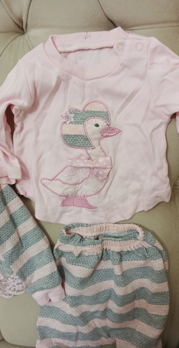 Pembe Dantelli Nakışlı Bebek Kız Takımı - Görsel 2