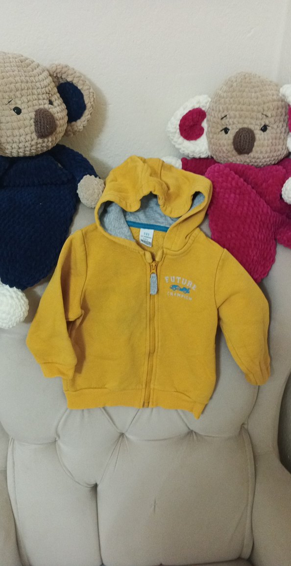 Sarı Kapüşonlu Fermuarlı Erkek Çocuk Sweatshirt - Görsel 2