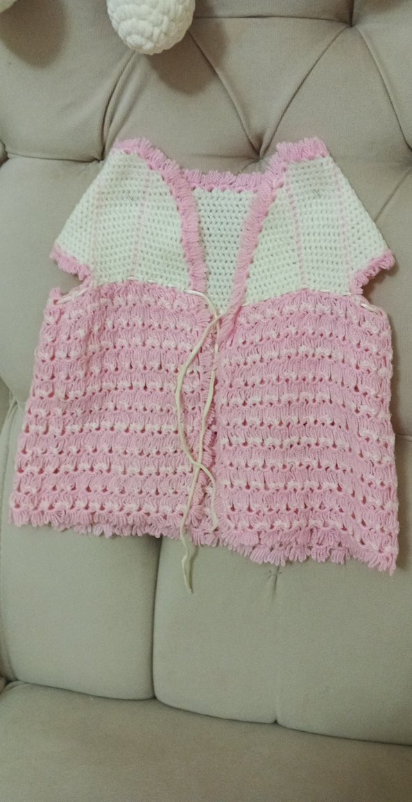 Kız Çocuk Pembe Örgü Bohem Yelek - Görsel 2