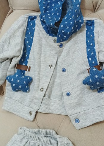 Gri Bebek Sweatshirt ve Pantolon Takımı - Görsel 3