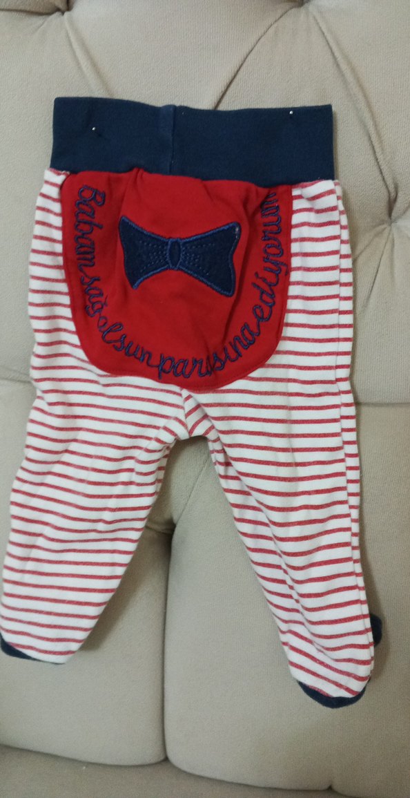 Kız Çocuk Kırmızı Çizgili Düğmeli Pantolon karışık bedenler - Görsel 2