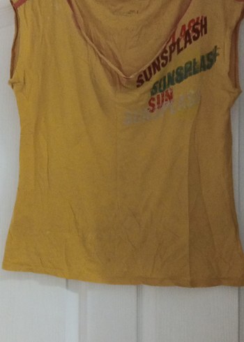 Sarı Kısa Kollu Straplez Kadın Bluz - Görsel 2