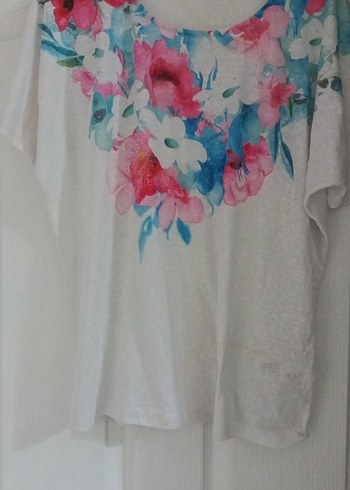 Çiçek Baskılı Beyaz Bohem Bluz - Görsel 2