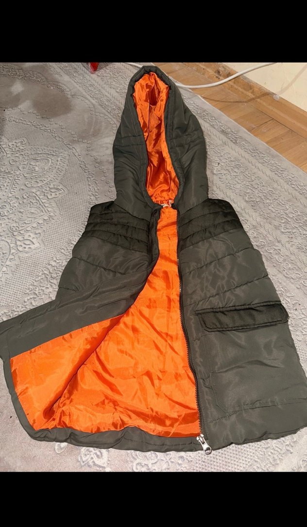 Kapüşonlu Erkek Çocuk Haki Yelek - Görsel 2