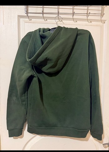 Unisex Haki Sweatshirt Kapüşonlu Rahat Kesim - Görsel 2