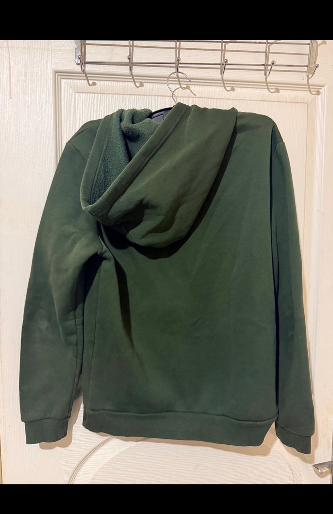 Unisex Haki Sweatshirt Kapüşonlu Rahat Kesim - Görsel 2