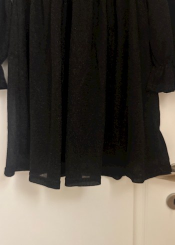 Siyah Uzun Kollu Volanlı Midi Elbise - Görsel 4