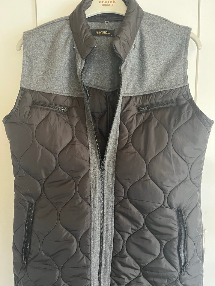 Kadın Gri Uzun Fermuarlı Yelek - Görsel 3