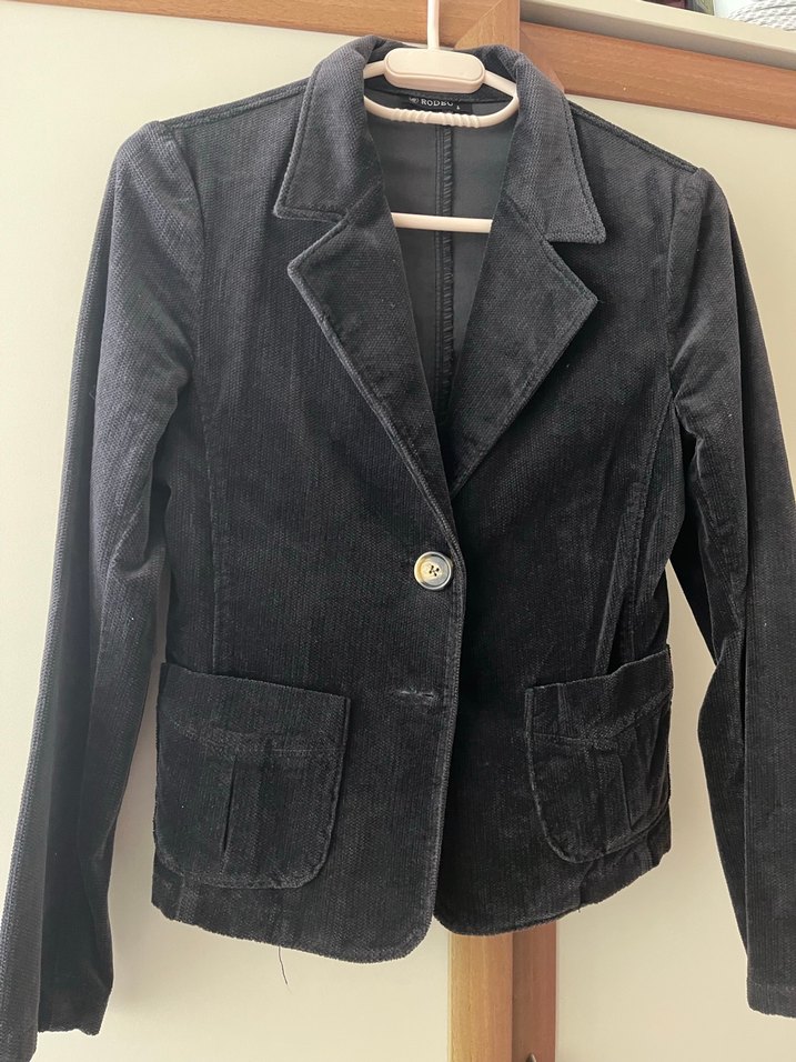 Düğmeli Siyah Kadın Süet Blazer Ceket - Görsel 2