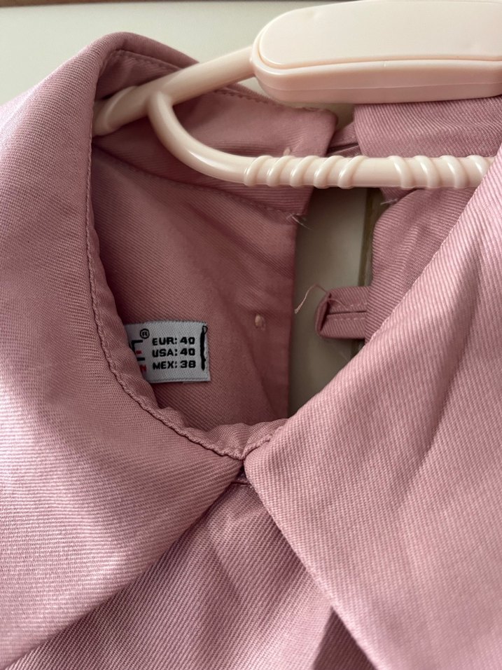 Düğmeli Pembe Pamuklu Uzun Kollu Elbise - Görsel 3