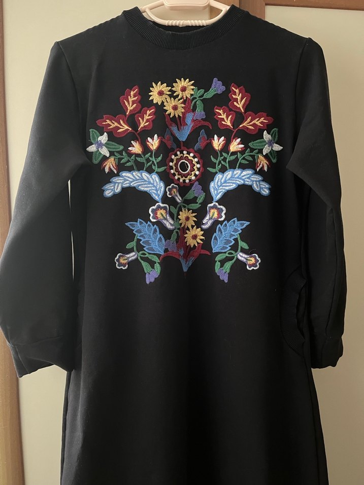 Nakışlı Bohem Uzun Kollu Elbise - Görsel 4