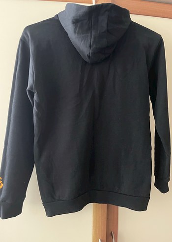13-14 Yaş Beden siyah Renk Siyah Kapüşonlu Baskılı Sweatshirt orijinal