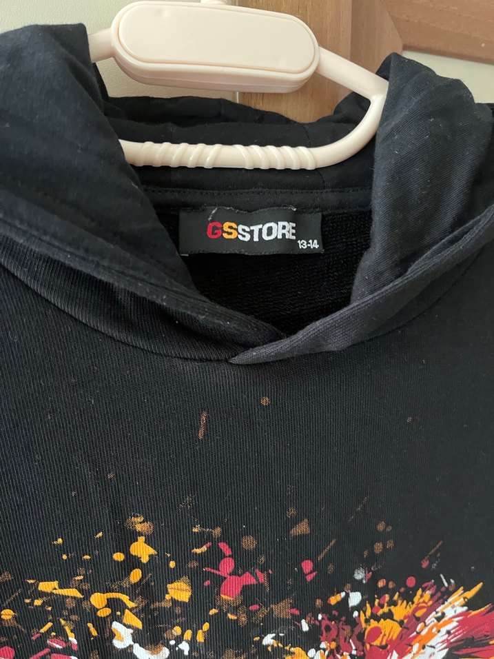 Siyah Kapüşonlu Baskılı Sweatshirt orijinal - Görsel 2
