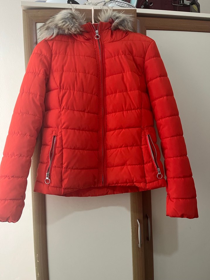 Kırmızı Fermuarlı Kadın Kışlık Ceket - Görsel 2