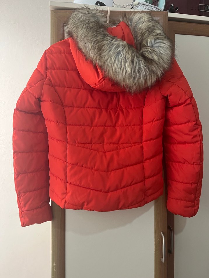 Kırmızı Fermuarlı Kadın Kışlık Ceket - Görsel 3