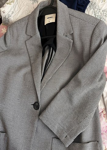 Düğmeli Gri Kadın Blazer Ceket - Görsel 4