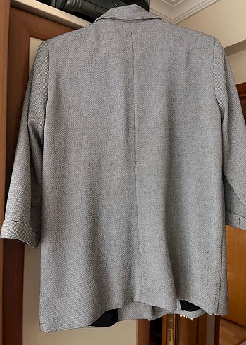 Düğmeli Gri Kadın Blazer Ceket - Görsel 3