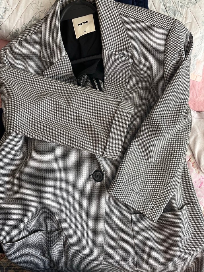 Düğmeli Gri Kadın Blazer Ceket - Görsel 5