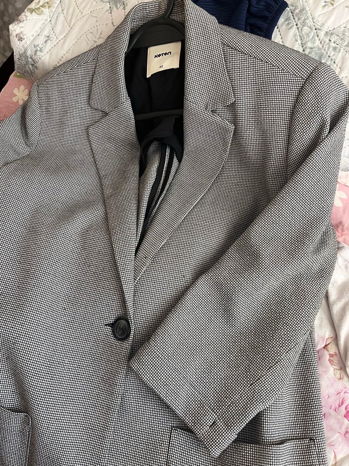 Düğmeli Gri Kadın Blazer Ceket - Görsel 4