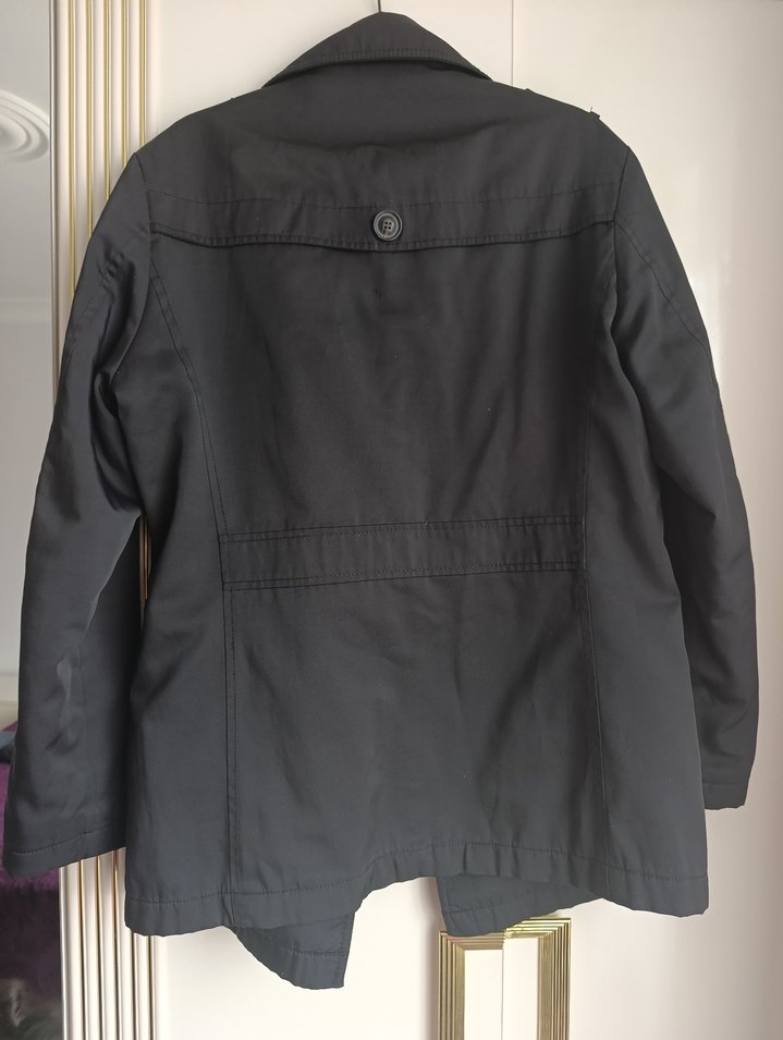 Düğmeli Siyah Midi erkek Trençkot - Görsel 3